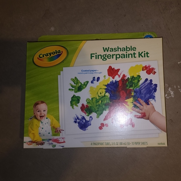 Crayola Toys New In Box Crayola Stage Washable Fingerpaint Paint Kit Set 4 Tubes 1 Pages